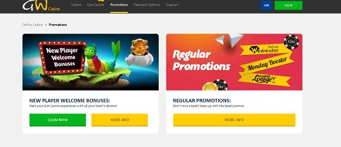 GW Casino bonuses
