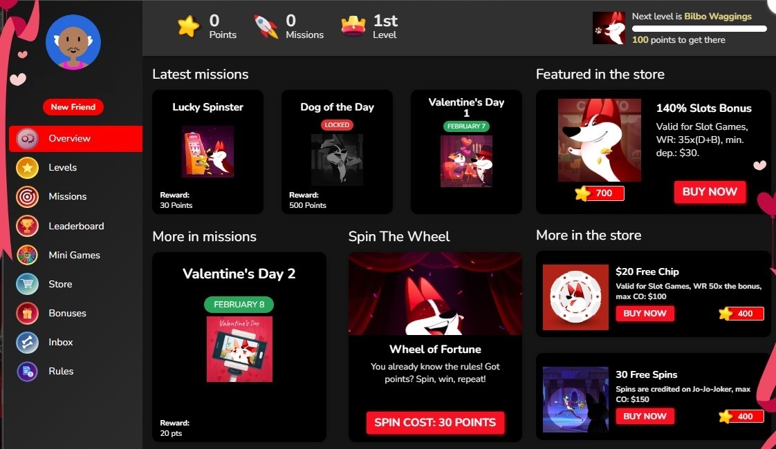 Red Dog Casino Missions