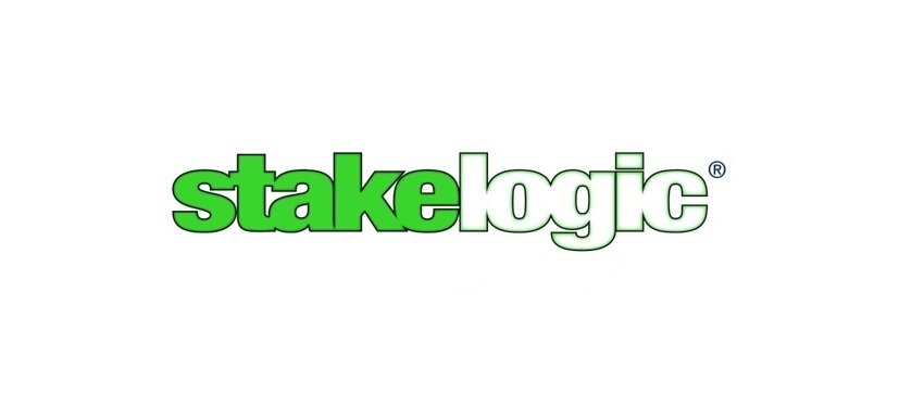 Stakelogic logo green and white
