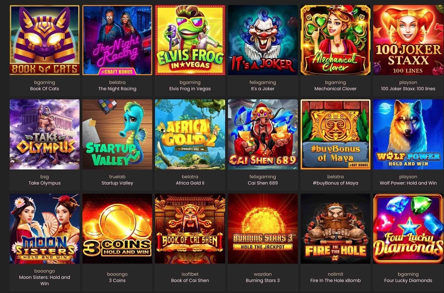 National Casino pokies games