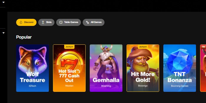 Just Casino Games Navigation