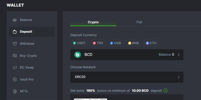 Crypto Deposit Page