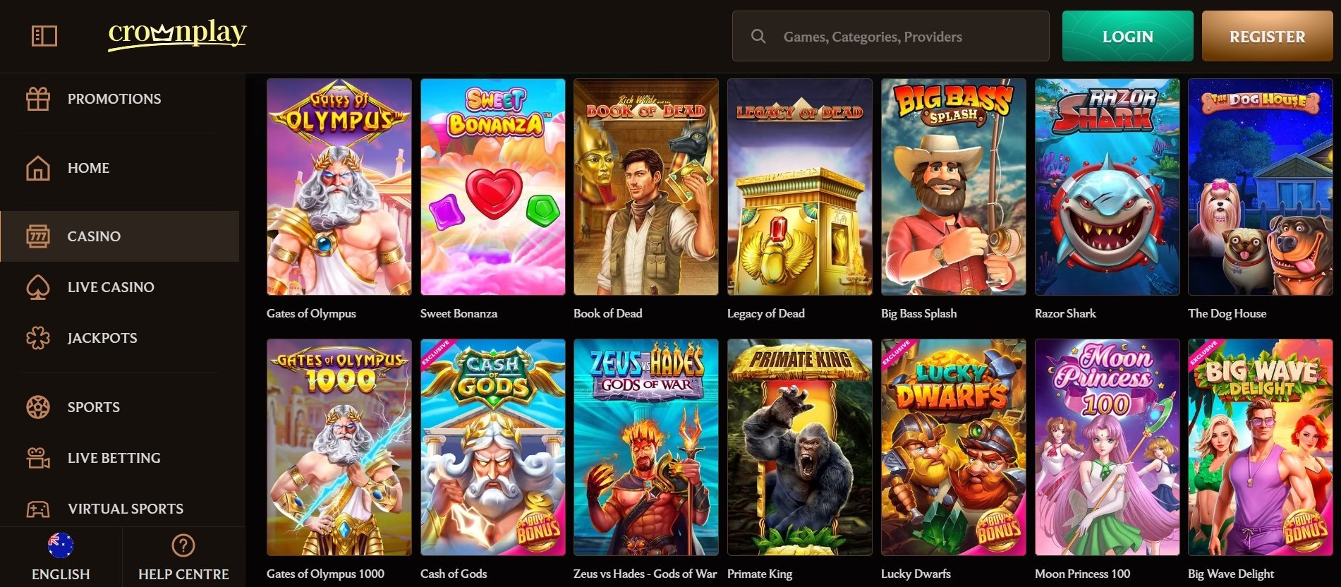 crownplay casino games