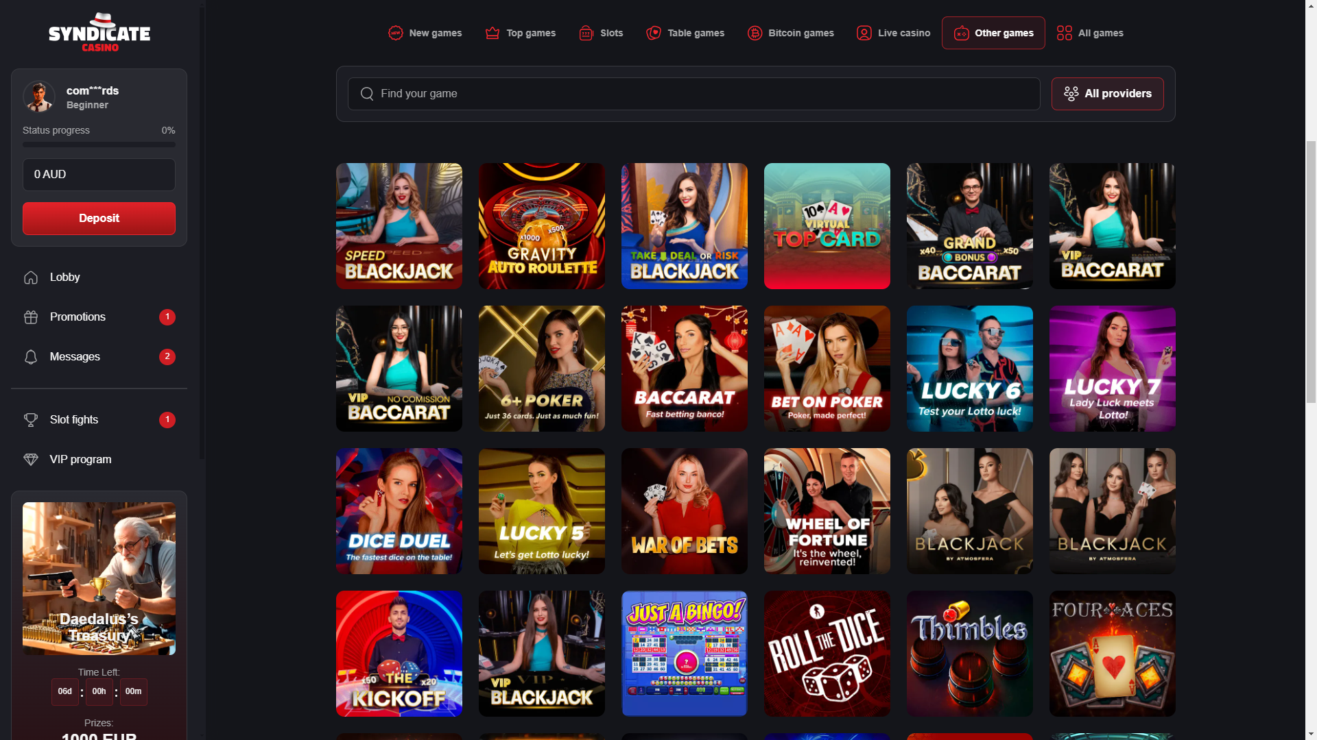 Live dealer games at Syndicate casino