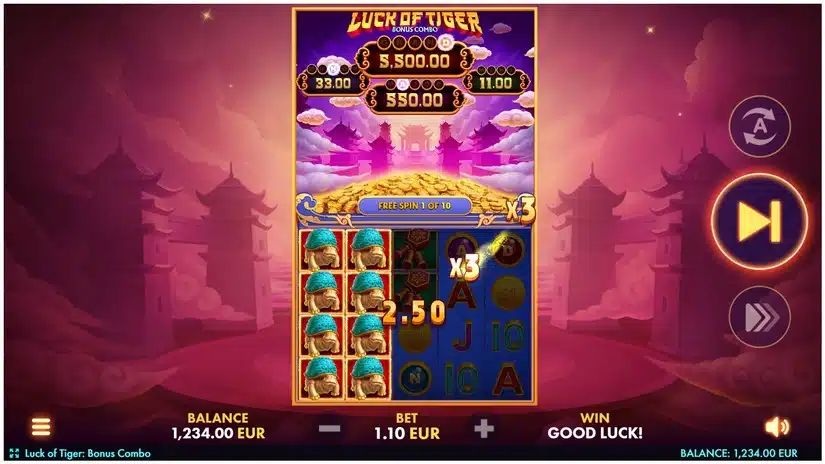 Luck of tiger bonus combo gameplay