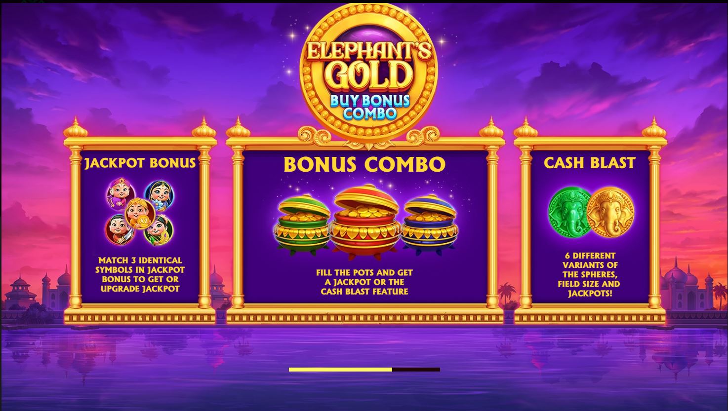 Elephant-s-Gold_-Buy-Bonus-Combo Intro screen menus