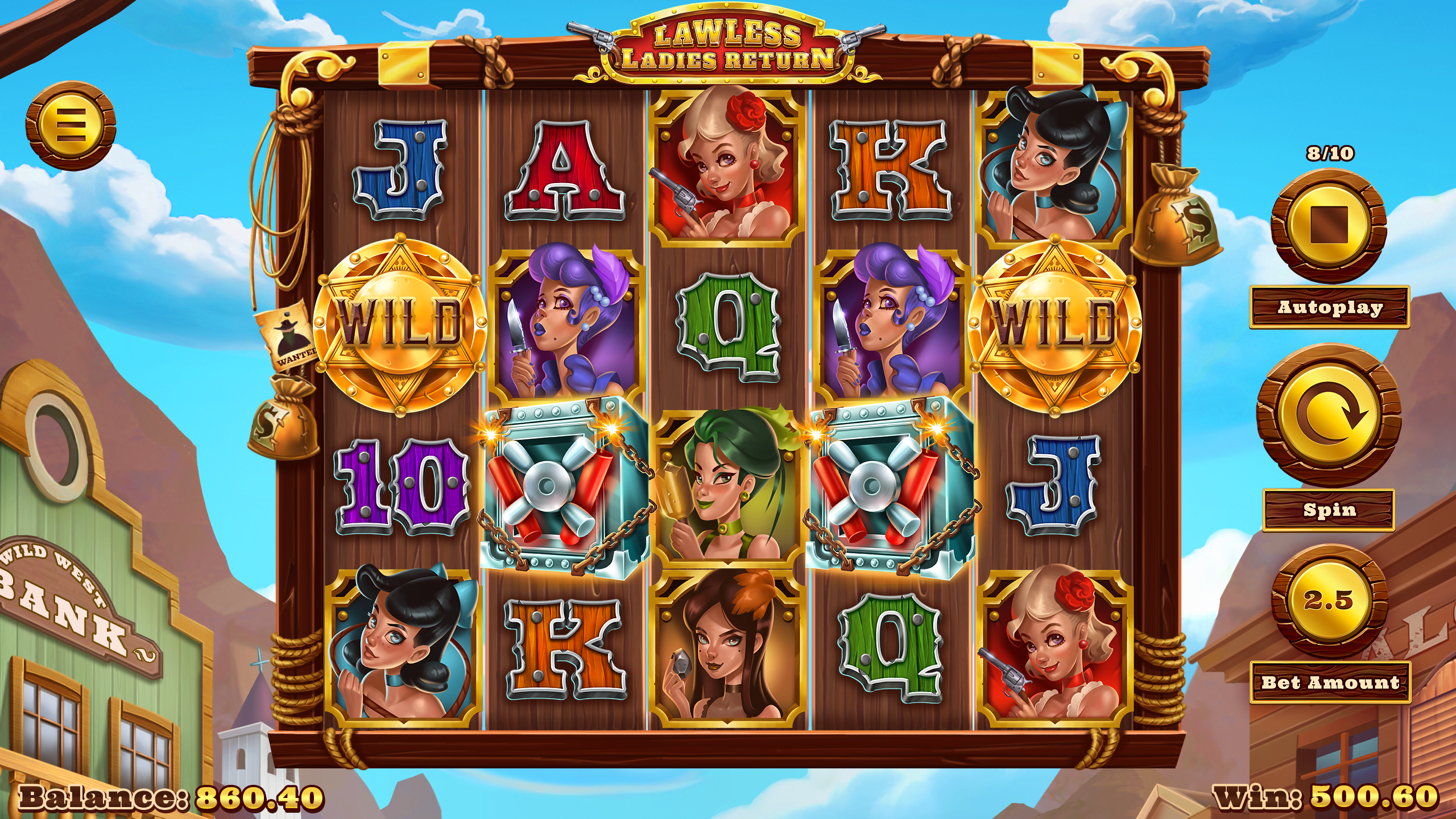 Lawless Ladies Return pokie grid