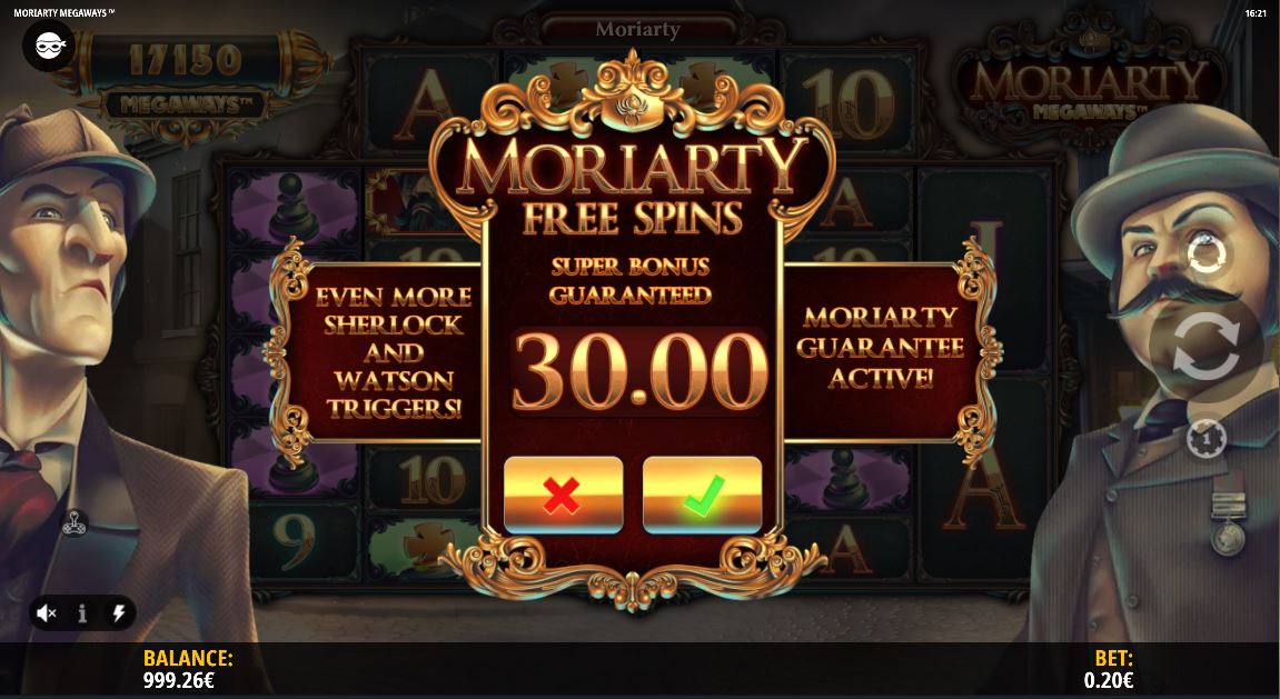 Moriarty Megaways Buy Free Spins screen