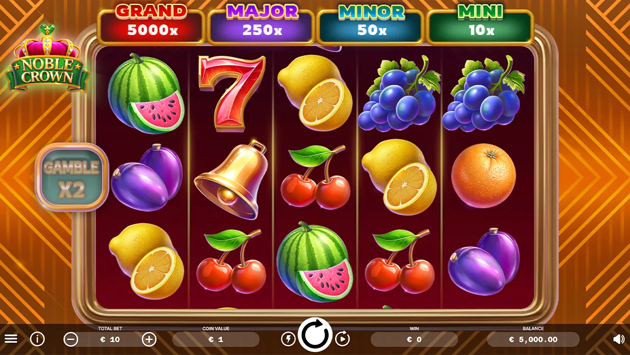 Noble crown grid - play screen