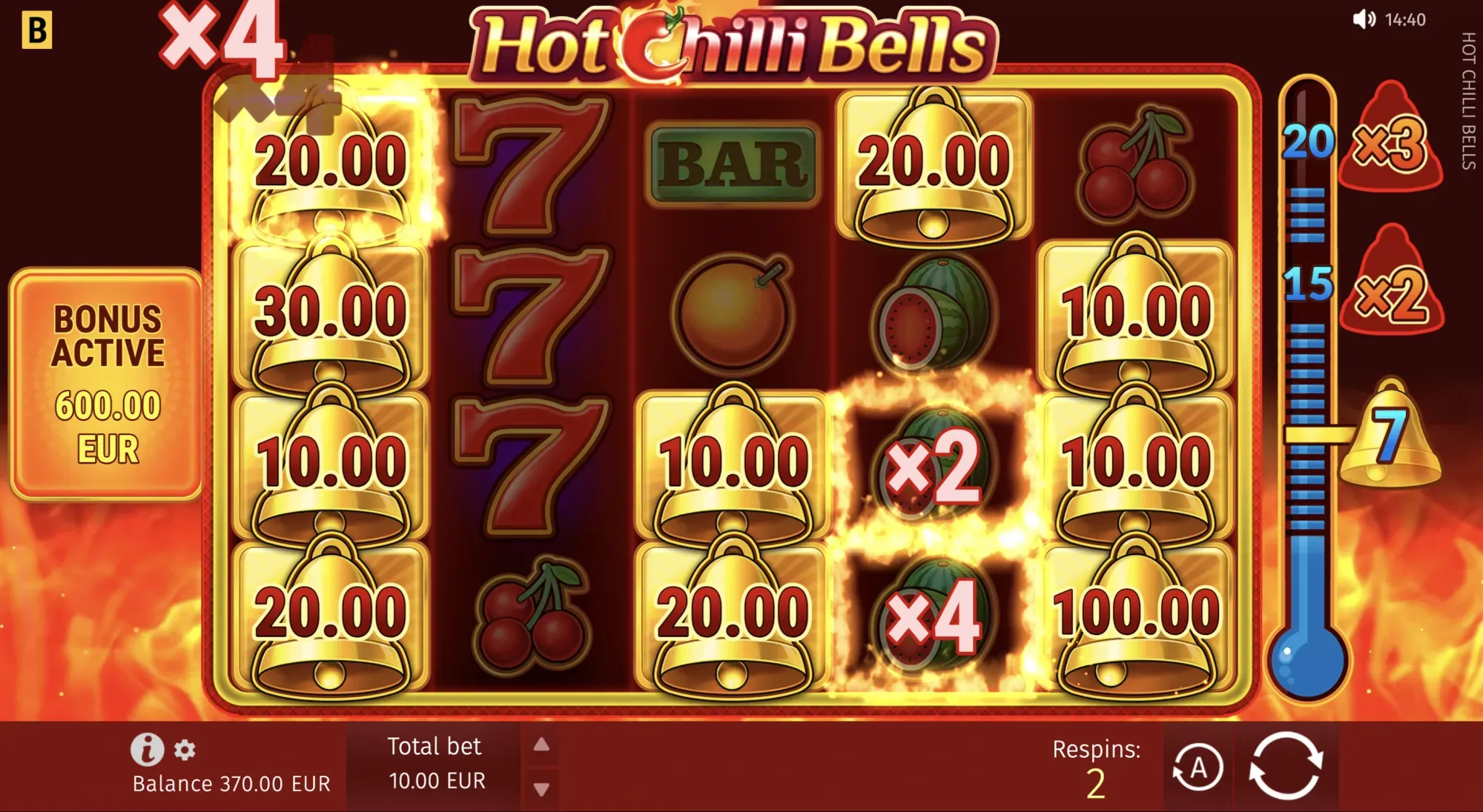 Hot Chilli Bells Play screen