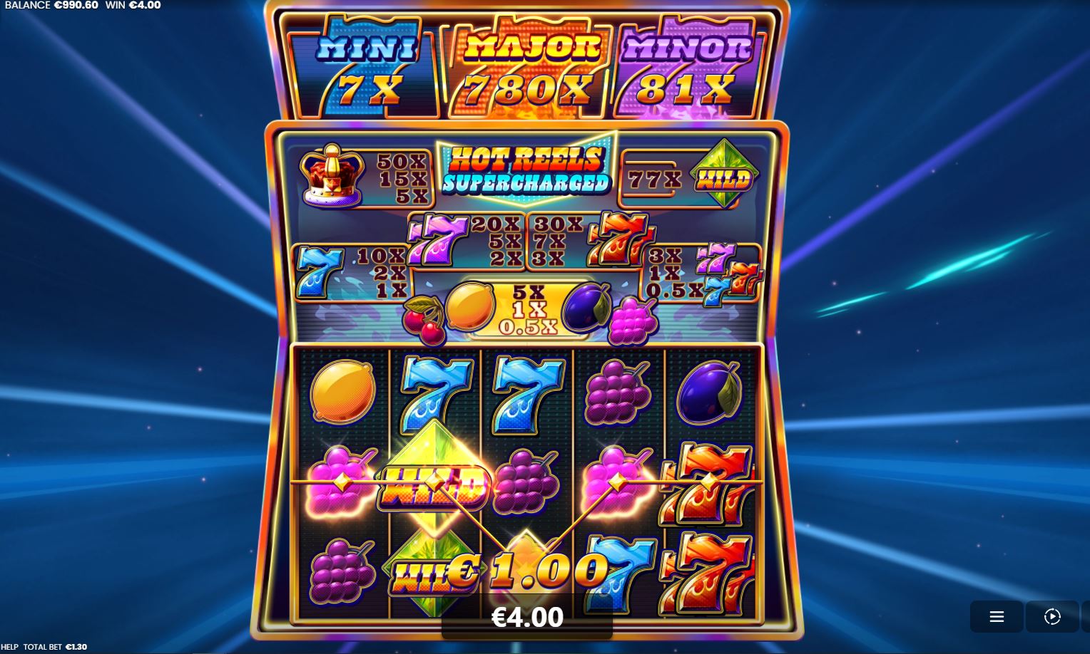777 Hot Reels Playscreen 1