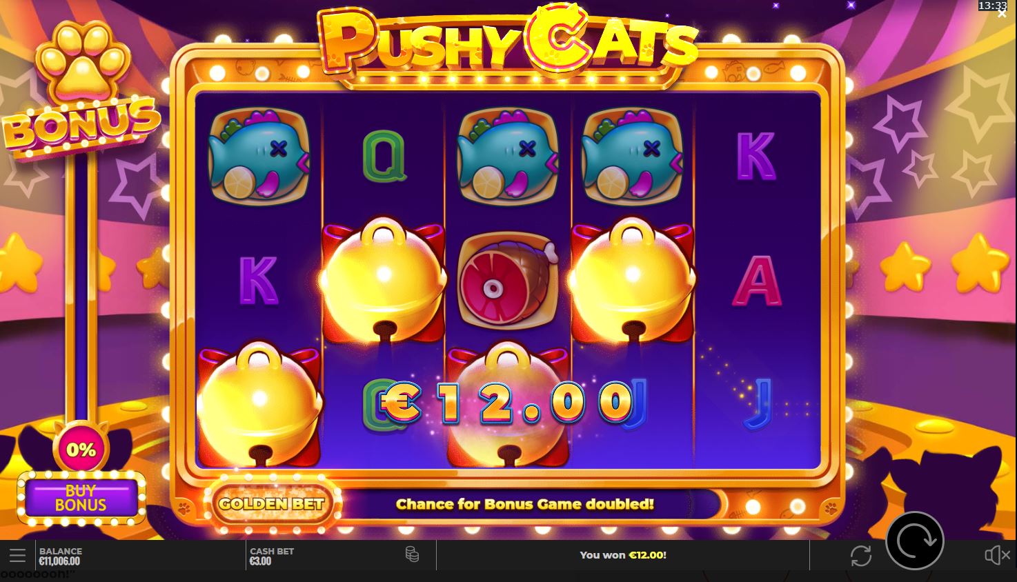 Pushy cats win screen