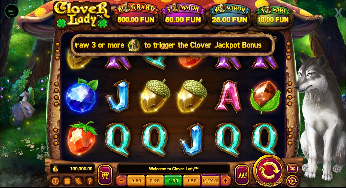 Clover Lady Buy Play Grid Screen