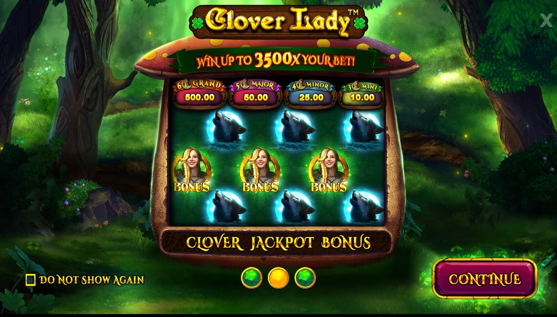 Clover Lady Jackpot Bonus Screen