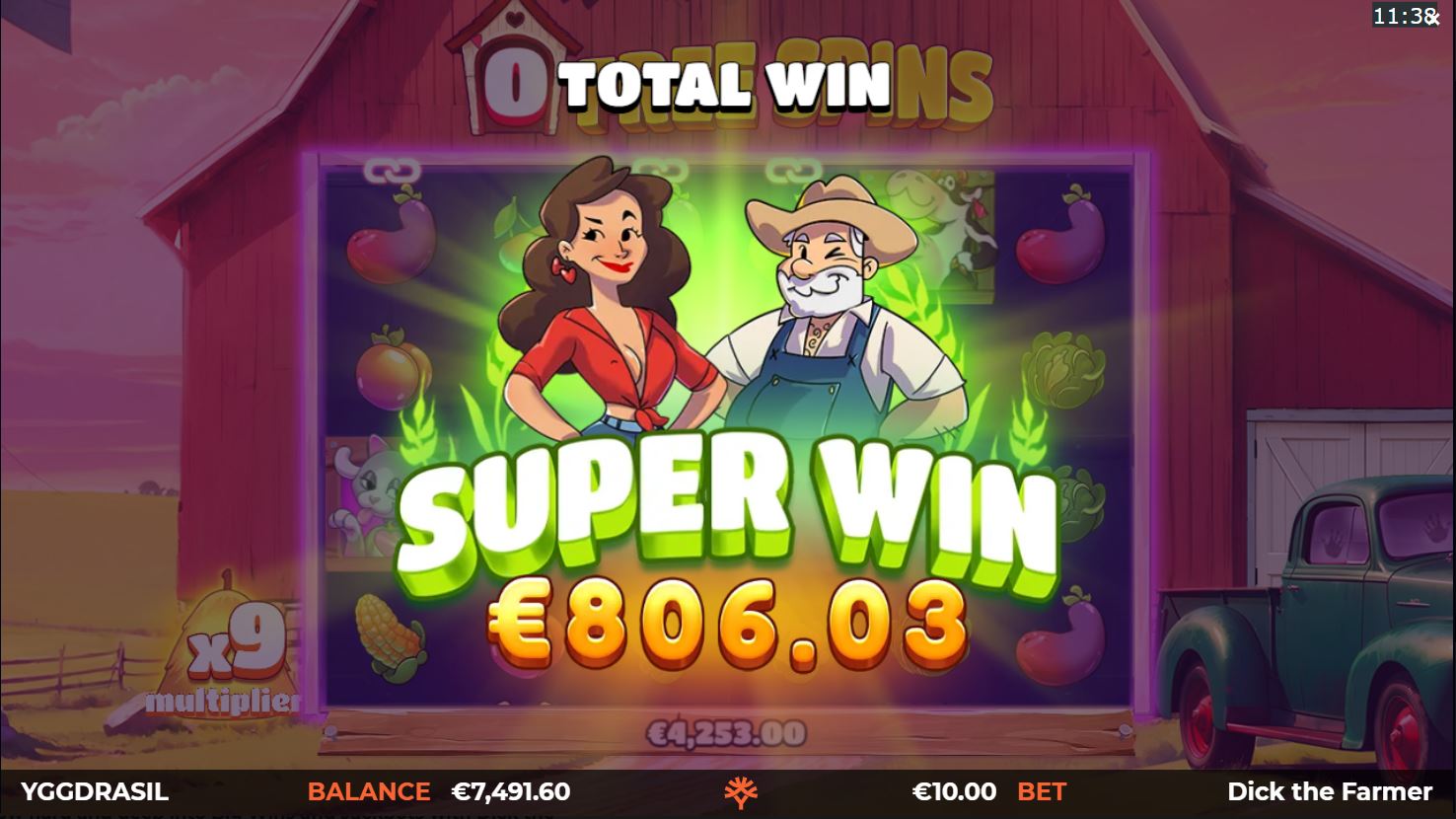 Dick the Farmer -Big Win Screen