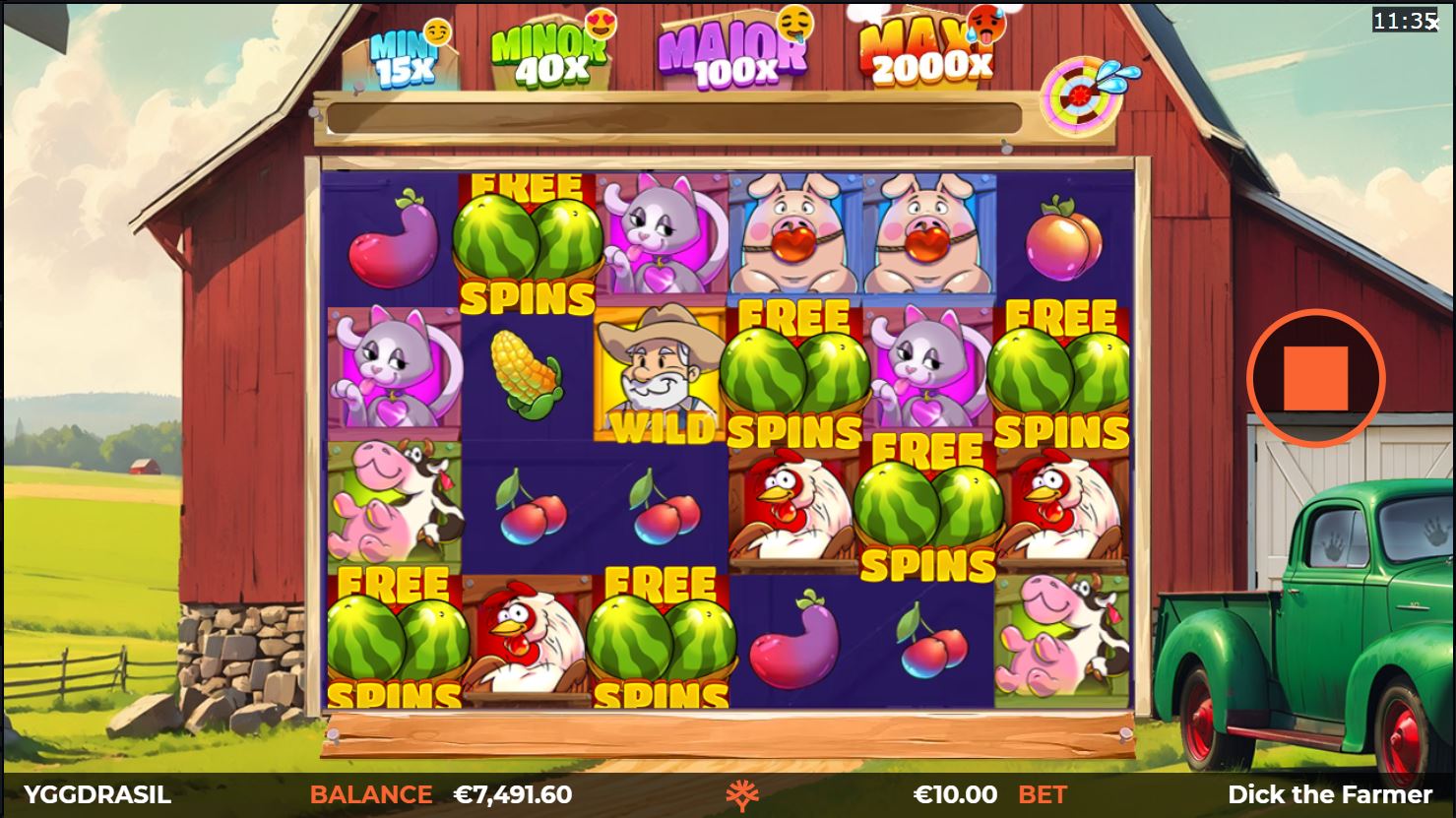 Dick the Farmer -Win Free Spins screen