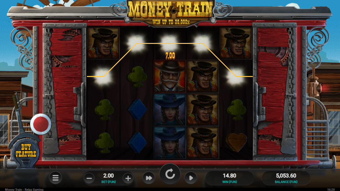 Money Train online pokies by Relax Gaming gameplay view