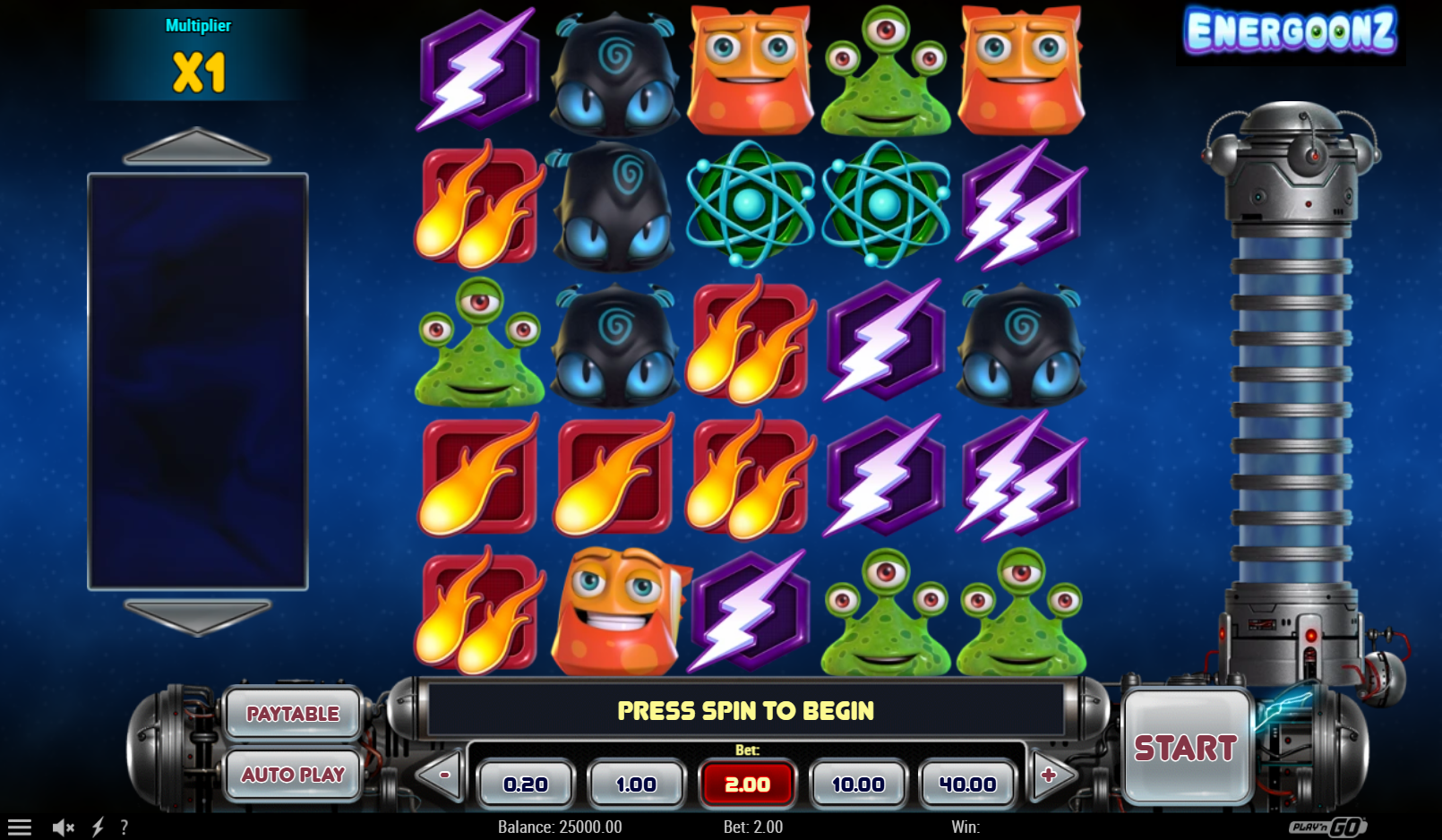 Reactoonz online pokie by Play N' Go gameplay