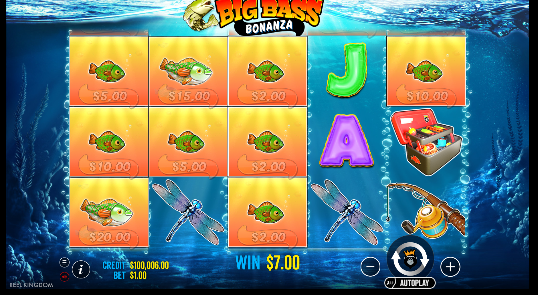 Big Bass Bonanza online pokie by Pragmatic Play symbols
