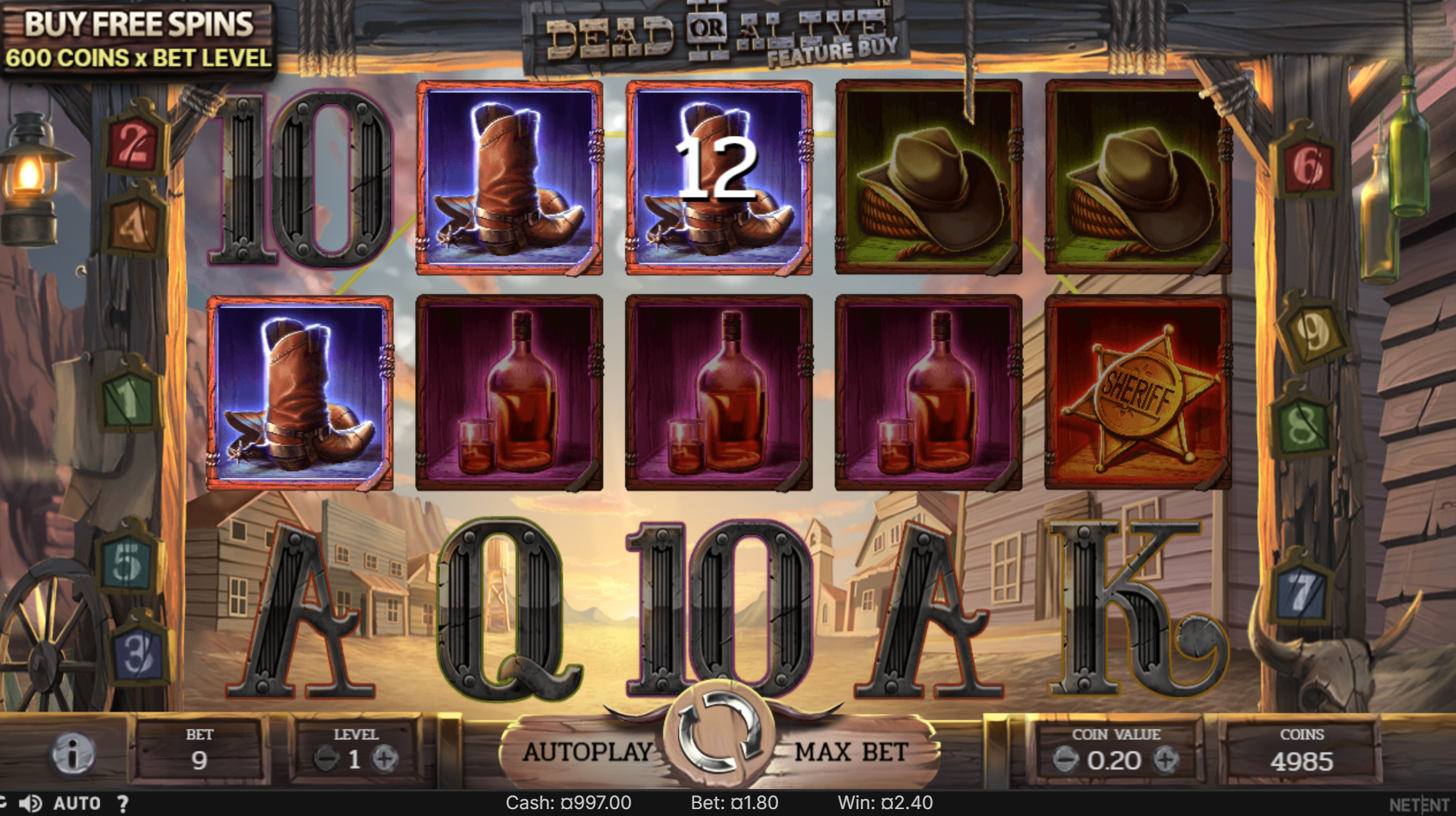 Dead or Alive 2 online pokie by NetEnt gameplay view